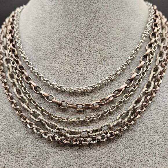 Sabika Five Chain Silver Necklace - Picture 9 of 11